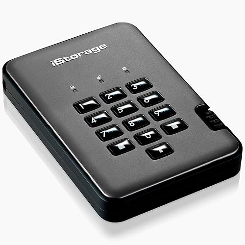 iStorage diskAshur PRO2 256-bit 500GB USB 3.1 Secure encrypted Hard Drive IS-DAP2-256-500-C-X, graphite
