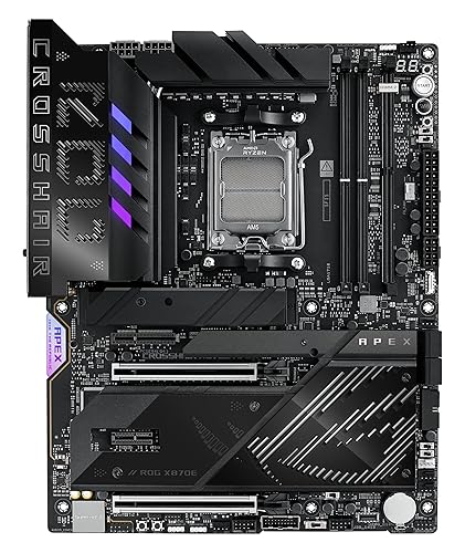 ASUS ROG Crosshair X870E APEX AMD X870E AM5 ATX Motherboard, Advanced AI PC-Ready, 18+2+2 Stages, DDR5, ROG Memory Fan, ROG DIMM.2 Card, Wi-Fi 7, 5G LAN, 3X M.2, PCIe® 5.0, USB4®, USB Type-C®, AI OC X870E APEX|M.2 x3|WiFi 7|AI