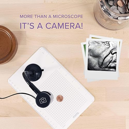 Plugable USB Digital Microscope 250x, 2MP Micro Camera with Flexible Arm Stand - Handheld USB & USB-C Microscope for Adults & Kids, Windows, Mac, ChromeOS, Linux, Android, iPad Compatible