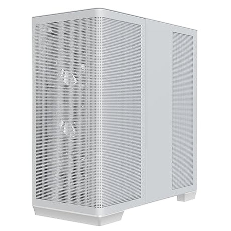 C1-R Mid-Tower ATX High Airflow PC Case, 4x120mm White Fans, 11 Fan Slots, 360mm Radiator Support, ASUS/MSI Back-Connect Motherboard Support, Tempered Glass Panel, Cable Management, Type-C, White White Pre-Installed White Fans