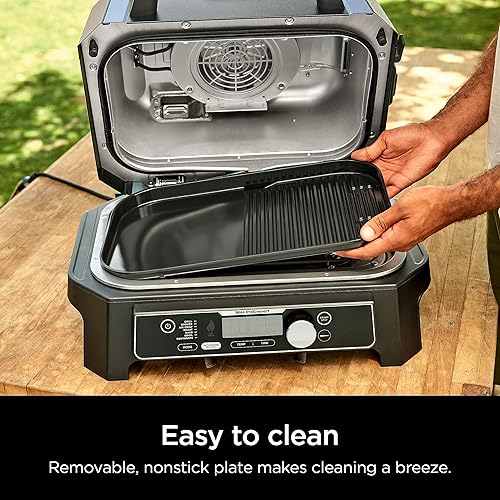 Ninja Woodfire Grill & Griddle Plate, Compatible with OG800 and OG900 Series, 2-in-1 Grill and Griddle Functionality, Ceramic, Nonstick Coating, Black, 285HY901C (Canadian Version)