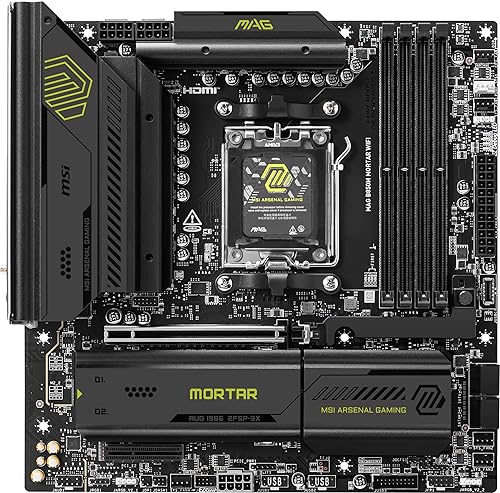 MSI MAG B850M Mortar WiFi, mATX - Supports AMD Ryzen 9000/8000 / 7000 Processors, AM5 - DDR5 Memory Boost (8200+ MT/s OC), PCIe 5.0 x16 & 4.0 x4, M.2 Gen5, Wi-Fi 7, 5G LAN