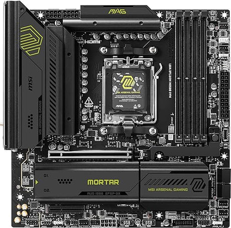 MSI MAG B850M Mortar WiFi, mATX - Supports AMD Ryzen 9000/8000 / 7000 Processors, AM5 - DDR5 Memory Boost (8200+ MT/s OC), PCIe 5.0 x16 & 4.0 x4, M.2 Gen5, Wi-Fi 7, 5G LAN