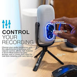 JLab JBuds Talk USB Microphone | White | USB-C Output | Cardioid, Omni, Stereo, and Bi-Directional | 96k Sample Rate | Volume Control, Gain Control, and Quick Mute | 3.5mm AUX | Plug and Play