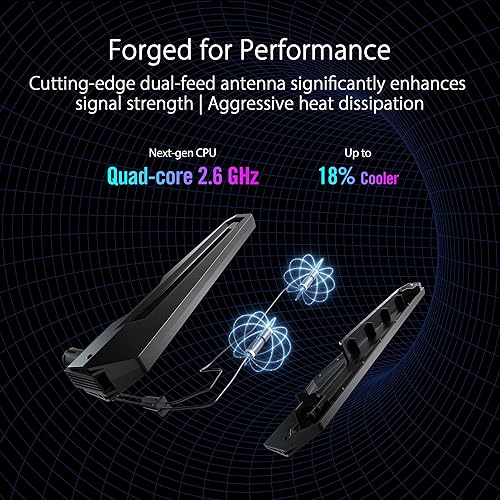 ASUS ROG Rapture GT-BE98 PRO First Quad-Band WiFi 7 Gaming Router supports 320MHz, Dual 10G Port, Triple-level Game Acceleration, Mobile Game Mode, Subscription-Free Security, AiMesh, and VPN features