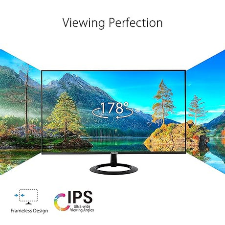 ASUS 24” (23.8-inch viewable) Eye Care Monitor (VZ24EHF) - IPS, Full HD (1920 x 1080), Frameless, 100Hz, Adaptive-Sync, 1ms, HDMI, Low Blue Light, Flicker Free, Ultra-Slim Profile, 3 Year Warranty