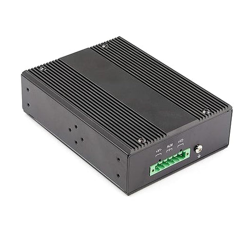 StarTech.com Industrial 5 Port Gigabit Ethernet Switch - 4 PoE RJ45 +2 SFP Slots 30W PoE+ 12-48VDC 10/100/1000 Rugged Power Over Ethernet LAN Switch -40C to 75C - DIN Mountable (IES1G52UP12V)