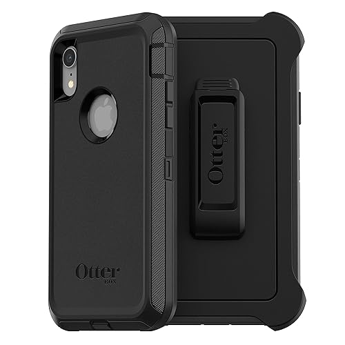 OtterBox iPhone XR (Non-Retail/Ships in Polybag) Defender Series Case - Non-Retail/Ships in Polybag - Black, Rugged & Durable, with Port Protection, Includes Holster Clip Kickstand
