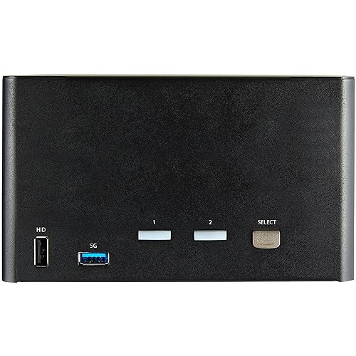 StarTech.com 2 Port Quad Monitor DisplayPort KVM Switch - 4K 60Hz UHD HDR - Desktop 4K DP 1.2 KVM with 2 Port USB 3.0 Hub (5Gbps) & 4X USB 2.0 HID Ports, Audio - Hotkey Switching - TAA (SV231QDPU34K)