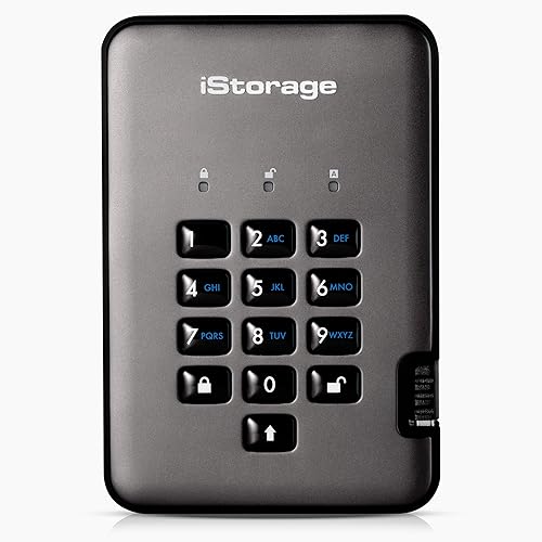 iStorage diskAshur PRO2 HDD 1TB | Secure Portable Hard Drive | FIPS Level 3 Certified | Password Protected | Dust/Water-Resistant | Hardware encryption