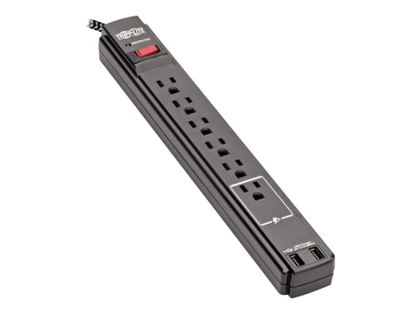Safe-IT Surge Protector 6-Outlet 2 USB Ports Antimicrobial 10ft Cord