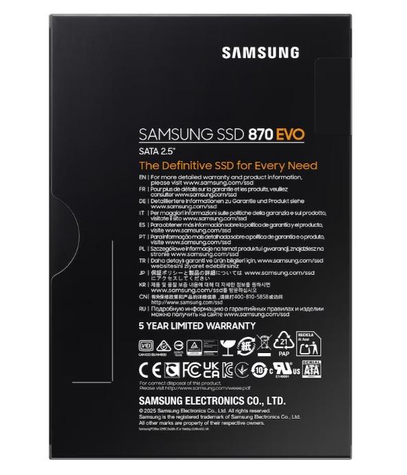 SAMSUNG 870 EVO Series 2.5 8TB SATA III V-NAND Internal Solid State Drive (SSD) MZ-77E8T0B/AM