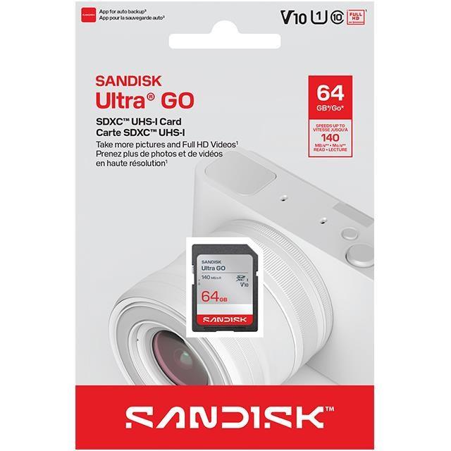 SanDisk Ultra GO SD 64GB Secure Digital Extended Capacity SDXC Memory Card, Up to 140MB/s UHS-I A1 C10 U1 V10 SDSDUGN-064G-GN6IN