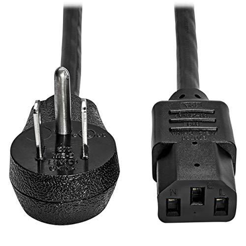 Tripp Lite Model P006-010-15D 10 ft. Desktop Computer AC Power Cord, Right-Angle NEMA 5-15P to C13 - 10A, 125V, 18 AWG, 10 ft. Black