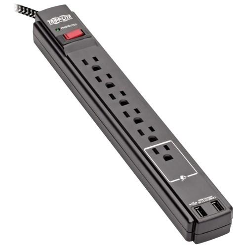 Safe-IT Surge Protector 6-Outlet 2 USB Ports Antimicrobial 10ft Cord