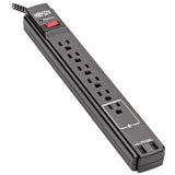 Safe-IT Surge Protector 6-Outlet 2 USB Ports Antimicrobial 10ft Cord