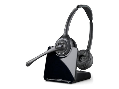 HP Poly CS520 XDExtra Density Headset TAA Stereo Wireless DECT 351ft On-ear Binaural Ear-cup Noise Canceling Black TAA Compliant Model 7E2J9AA#ABA