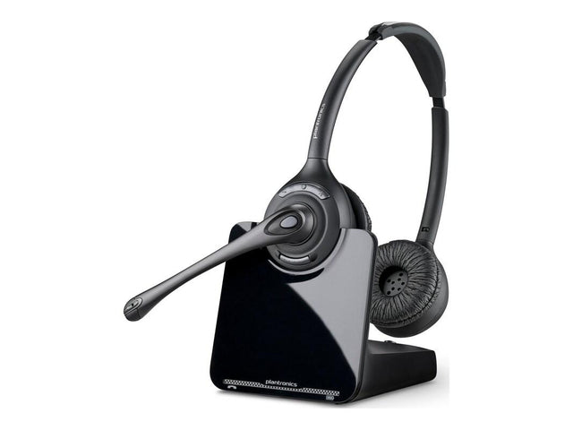 HP Poly CS520 XDExtra Density Headset TAA Stereo Wireless DECT 351ft On-ear Binaural Ear-cup Noise Canceling Black TAA Compliant Model 7E2J9AA#ABA