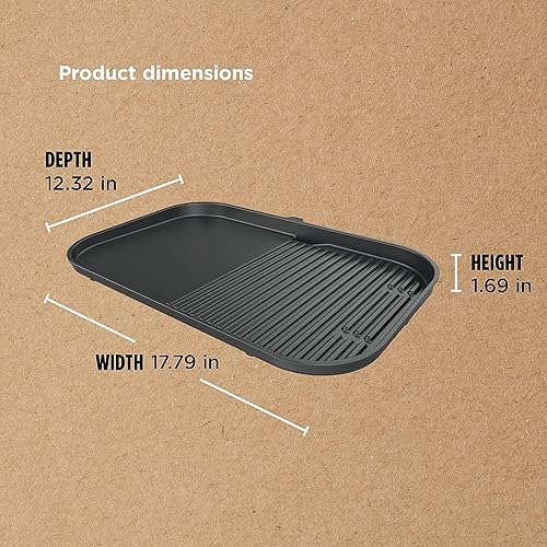 Ninja Woodfire Grill & Griddle Plate, Compatible with OG800 and OG900 Series, 2-in-1 Grill and Griddle Functionality, Ceramic, Nonstick Coating, Black, 285HY901C (Canadian Version)