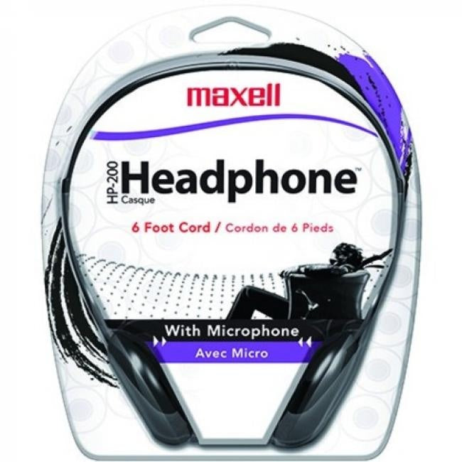 Maxell HP200MIC 199929 Wired Headset with Inline Microphone Black