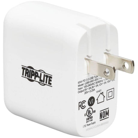 Tripp Lite Compact USB-C Wall Charger - GaN Technology, 65W PD Charging, White