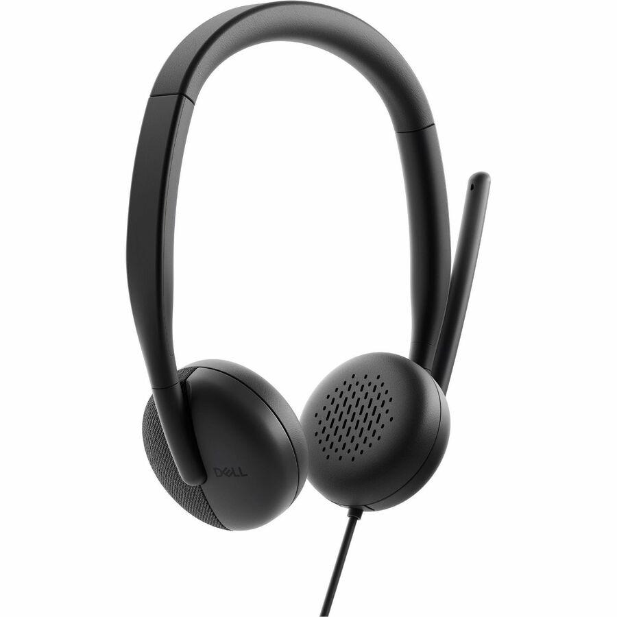 Dell Wired Headset - WH3024 - Stereo - USB Type C - Wired - 20 Hz - 20 kHz - On-ear, Over-the-head - Binaural - Ear-cup - 6.56 ft Cable - Uni-directional, Noise Cancelling Microphone - Noise Canceling