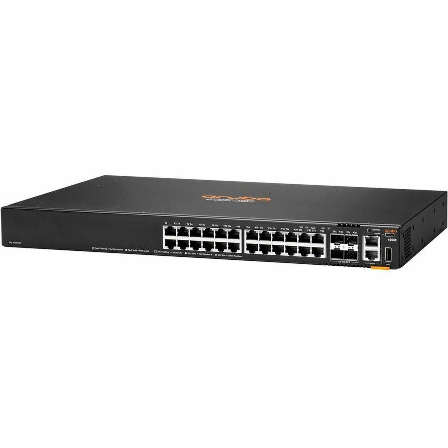 Aruba CX 6200F 24G 4SFP+ Switch - 24 Ports - Manageable - Gigabit Ethernet, 10 Gigabit Ethernet - 10/100/1000Base-T, 10GBase-X - 3 Layer Supported - Modular - 4 SFP Slots - 59 W Power Consumption - Tw