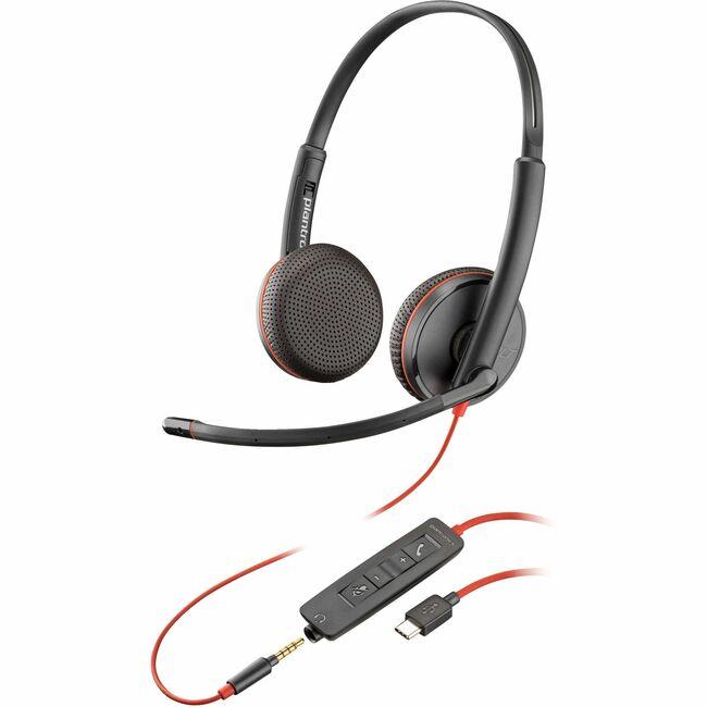 Poly Blackwire C3225 Headset - Microsoft Teams Certification - Stereo - Mini-phone (3.5mm), USB Type C - Wired - 32 Ohm - 20 Hz - 20 kHz - Over-the-head, Over-the-ear - Binaural - Supra-aural - 7.45 f