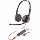 Poly Blackwire C3225 Headset - Microsoft Teams Certification - Stereo - Mini-phone (3.5mm), USB Type C - Wired - 32 Ohm - 20 Hz - 20 kHz - Over-the-head, Over-the-ear - Binaural - Supra-aural - 7.45 f