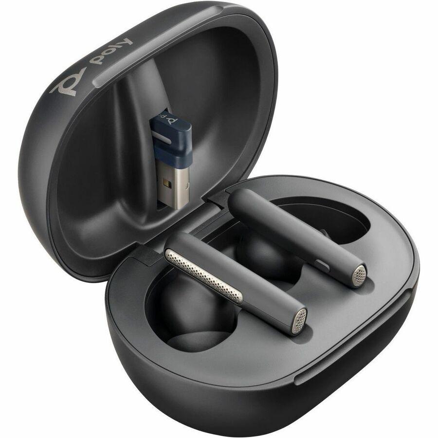 Poly Voyager Free 60+ UC M Carbon Black Earbuds +BT700 USB-C Adapter +Touchscreen Charge Case (7Y8H0AA)
