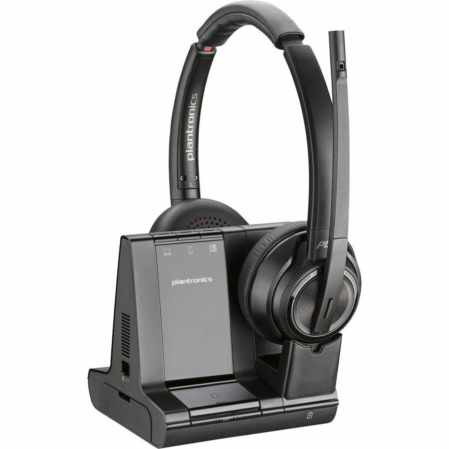 Poly Savi 8200 Office 8220 Headset - Stereo - Wireless - Bluetooth/DECT 6.0 - 449.5 ft - 32 Ohm - 20 Hz - 20 kHz - Over-the-head - Binaural - Ear-cup - Noise Cancelling Microphone