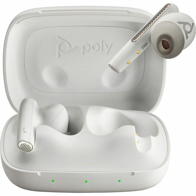 Poly Voyager Free 60 UC White Sand Earbuds +BT700 USB-C Adapter +Basic Charge Case - Siri, Google Assistant - Stereo - True Wireless - Bluetooth - 98.4 ft - 20 Hz - 20 kHz - Earbud - Binaural - In-ear