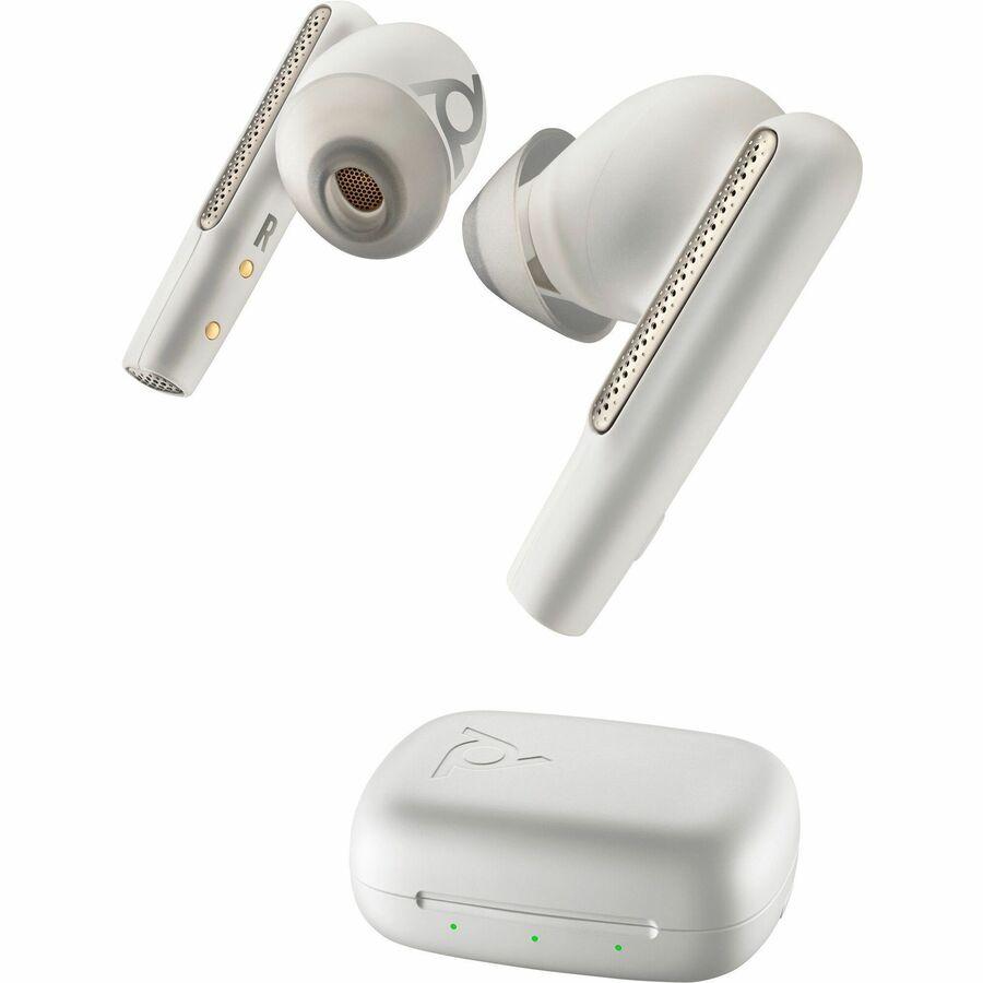 Poly Voyager Free 60 UC White Sand Earbuds +BT700 USB-C Adapter +Basic Charge Case - Siri, Google Assistant - Stereo - True Wireless - Bluetooth - 98.4 ft - 20 Hz - 20 kHz - Earbud - Binaural - In-ear