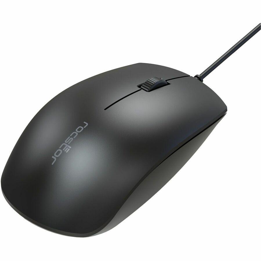 Rocstor Premium M10 USB Wired Optical Mouse - 1200 dpi - Full-size Mouse - Optical - Cable - Black - USB - 1200 dpi - Scroll Wheel - 3 Button(s) - Symmetrical