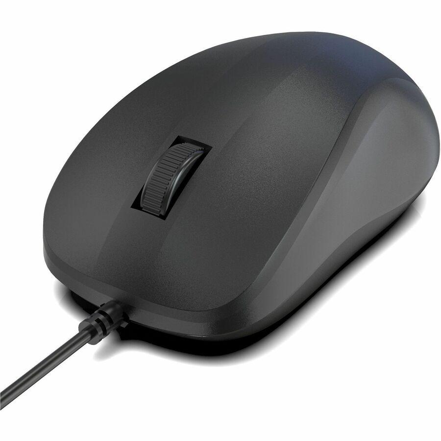 Rocstor Premium QM1 Silent Clicking USB Wired Contoured Mouse - 1200 dpi - Optical - Cable - Black - USB - 1200 dpi - Scroll Wheel - 3 Button(s) - Symmetrical
