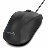 Rocstor Premium QM1 Silent Clicking USB Wired Contoured Mouse - 1200 dpi - Optical - Cable - Black - USB - 1200 dpi - Scroll Wheel - 3 Button(s) - Symmetrical