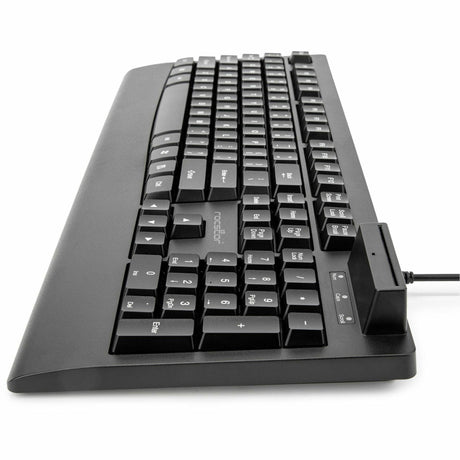 Rocstor KS18 Security USB Keyboard with Built-in Smart Card Reader -104 Keys - 104 Keys - QWERTY Layout - Smart Card Reader - USB - Black