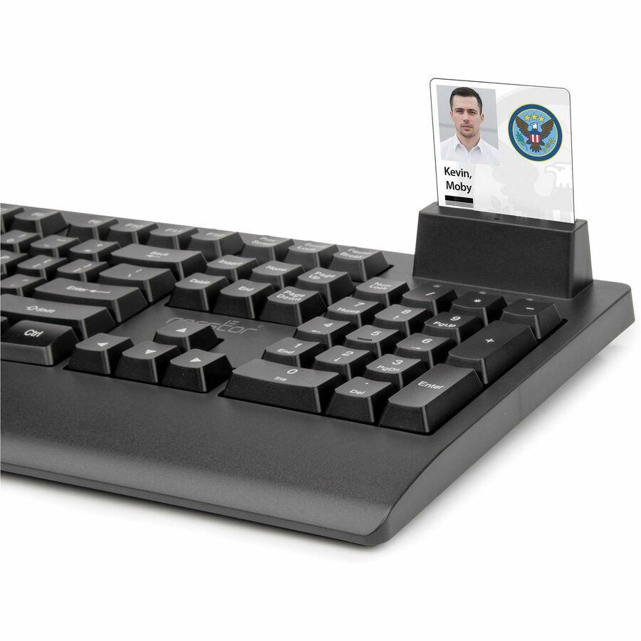 Rocstor KS18 Security USB Keyboard with Built-in Smart Card Reader -104 Keys - 104 Keys - QWERTY Layout - Smart Card Reader - USB - Black