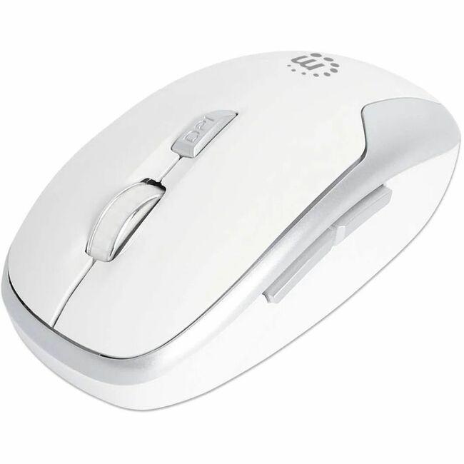 Manhattan MW6185 Wireless Optical USB Mouse - Full-size Mouse - Optical - Wireless - 32.81 ft - Radio Frequency - 2.40 GHz - White - USB Type A - 1600 dpi - Scroll Wheel - 6 Button(s) - Right-handed -