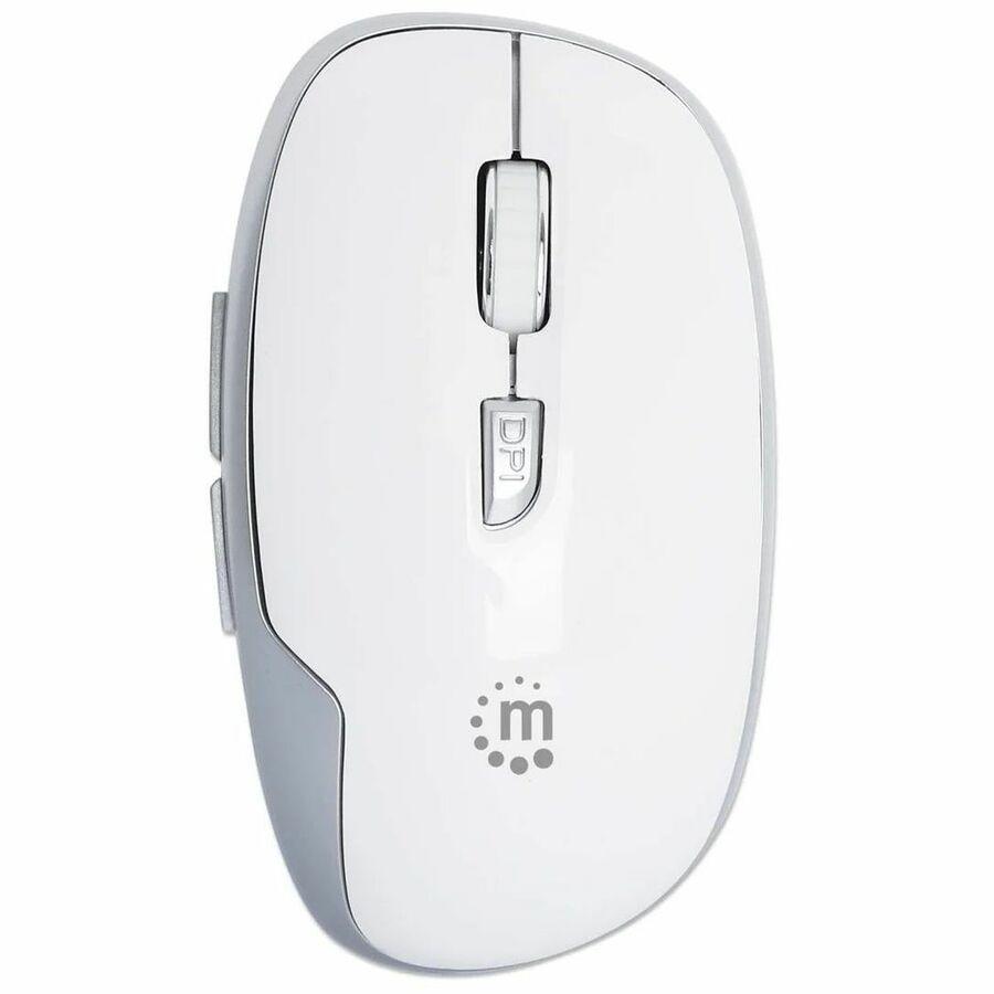Manhattan MW6185 Wireless Optical USB Mouse - Full-size Mouse - Optical - Wireless - 32.81 ft - Radio Frequency - 2.40 GHz - White - USB Type A - 1600 dpi - Scroll Wheel - 6 Button(s) - Right-handed -
