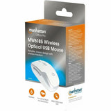 Manhattan MW6185 Wireless Optical USB Mouse - Full-size Mouse - Optical - Wireless - 32.81 ft - Radio Frequency - 2.40 GHz - White - USB Type A - 1600 dpi - Scroll Wheel - 6 Button(s) - Right-handed -