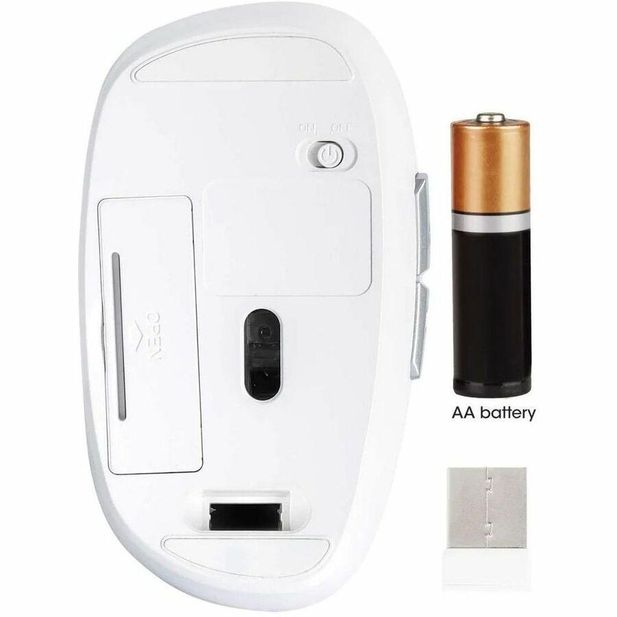 Manhattan MW6185 Wireless Optical USB Mouse - Full-size Mouse - Optical - Wireless - 32.81 ft - Radio Frequency - 2.40 GHz - White - USB Type A - 1600 dpi - Scroll Wheel - 6 Button(s) - Right-handed -