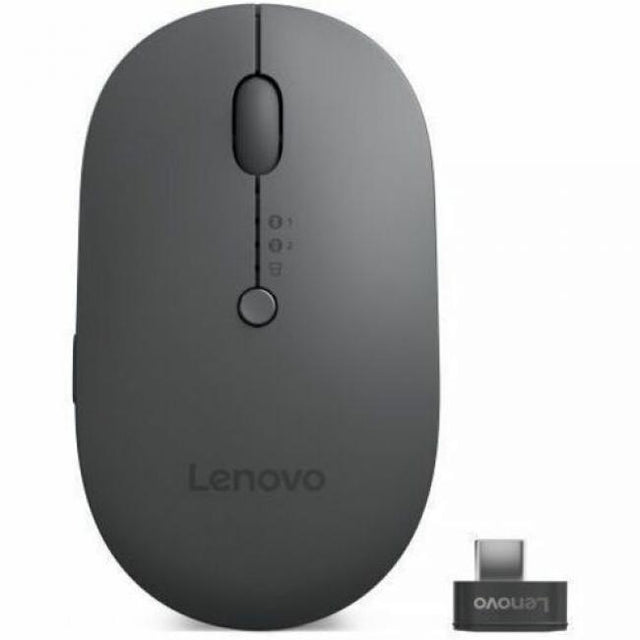 Lenovo X9 Edition Mouse - Blue Optical - Cable/Wireless - Bluetooth/Radio Frequency - 2.40 GHz - Rechargeable - Thunder Gray - USB Type C - 2400 dpi - Scroll Wheel - 5 Button(s) - Symmetrical - 3 Mont
