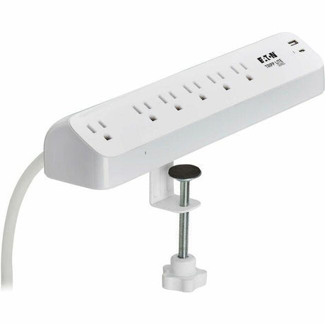 Eaton Tripp Lite Series Protect It! 6-Outlet Surge Protector with USB-A and USB-C Charging Ports - 5-15R Outlets, 900 Joules, Desk Clamp, 6 ft. (1.8 m) Cord, White - White - NEMA 5-15P - 1 x USB Type