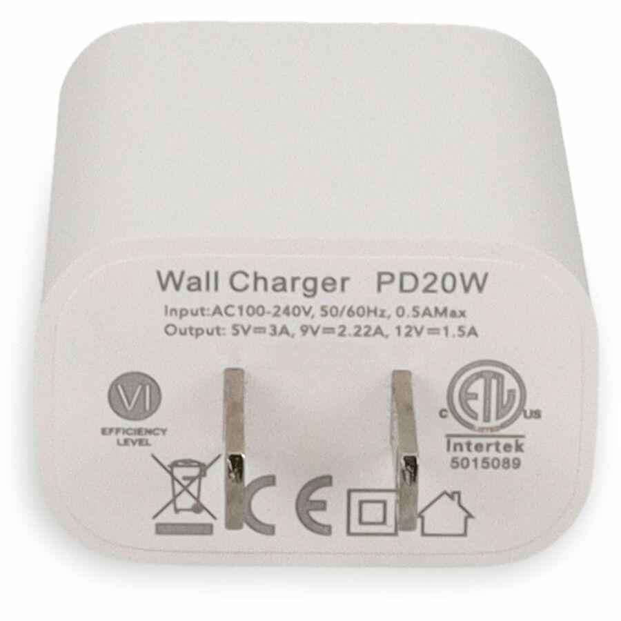 AddOn Wall Plug to USB 3.1 Type C 5V 3A White Wall Charger