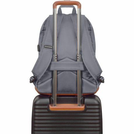 Champs Vintage Carrying Case (Backpack) for 11 to 15.6 Water Bottle, Notebook, Tablet, Glasses, Earphone, Travel - Gray - Water Resistant, Water Proof Zipper - Nylon Body - Shoulder Strap,