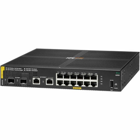 Aruba CX 6000 12p 10M/100M/1G Class4 PoE 2p SFP 1G 139W Switch - 14 Ports - Manageable - Gigabit Ethernet - 10/100/1000Base-T, 1000Base-X - 2 Layer Supported - 2 SFP Slots - 165 W Power Consumption -