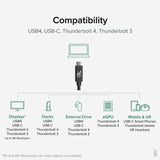 Plugable USB4 Cable with 240W Charging, 3.3 Feet (1M), USB-IF Certified, 1x 8K Display, 40 Gbps, Compatible with USB 4, Thunderbolt 4, Thunderbolt 3, USB-C