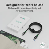 Plugable USB C to USB A Cable, USB 3.2 Gen 2 USB Cables, 3A (15W) Charging USB C Data Cable 5Gbps for iPhone 15, iPad, Samsung Galaxy, Tablets, Laptops, 6 Feet with Cable Management Strap (USBC-A2M)
