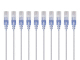 Monoprice SlimRun Cat6A Ethernet Patch Cable - Network Internet Cord - RJ45, 550Mhz, UTP, Pure Bare Copper Wire, 10G, 30AWG, 7ft, White, 10-Pack